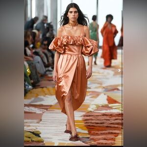 NWT Ulla Johnson runway dress - off the shoulder copper Lelia midi dress 00